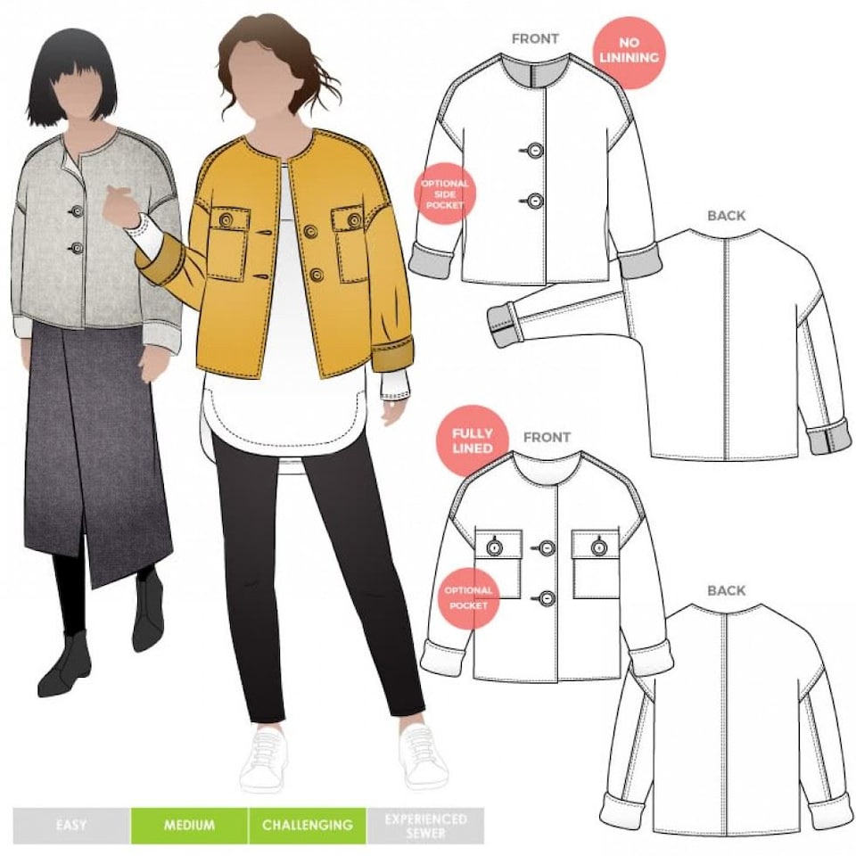 image 1 of Style Arc Adelaide Jacket Paper Sewing Pattern – Women’s Jacket, UK Sizes 18–30, Intermediate