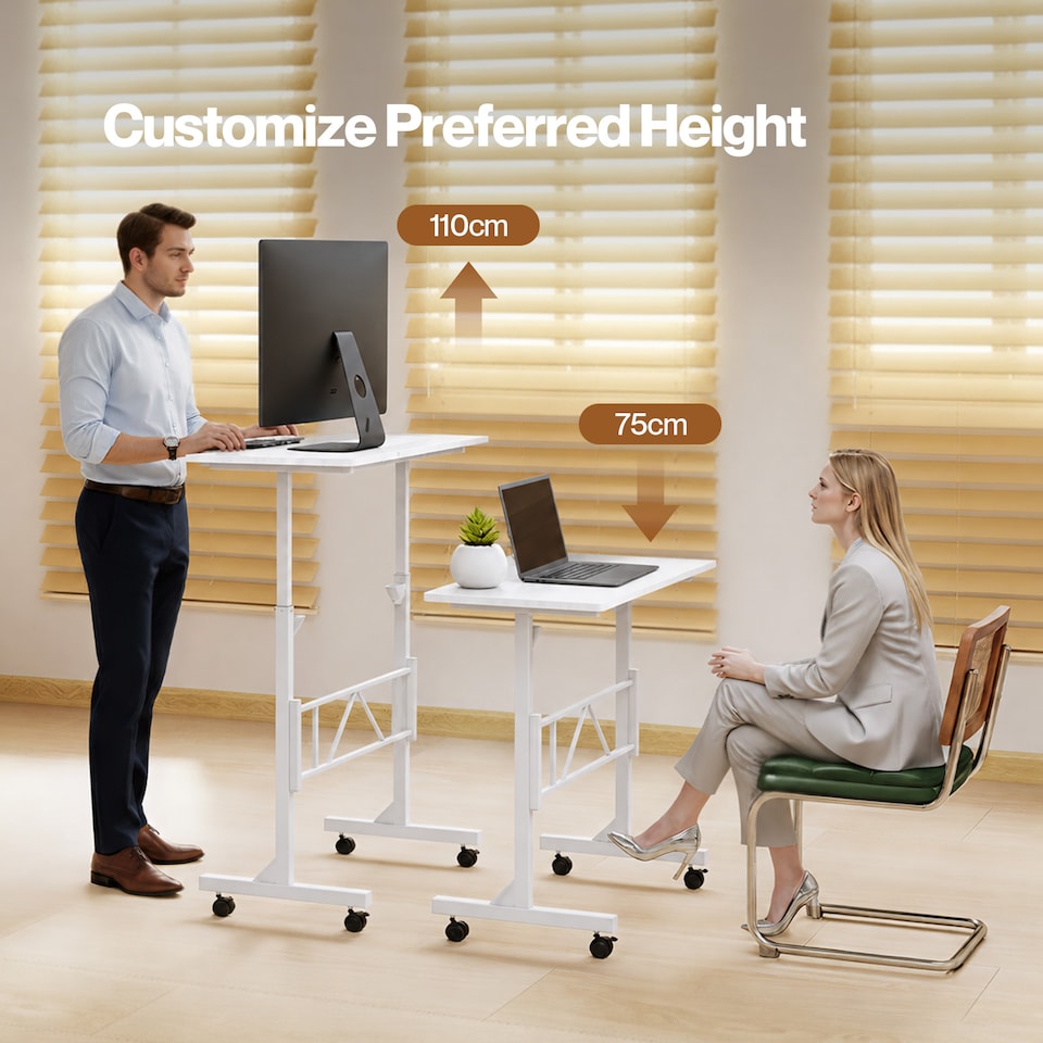 image 1 of Levede Height Adjustable Standing Desk Office Workstation for PC Laptop
