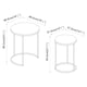 image 5 of 2Pc Round Nesting Stackable Sofa Side Bedside End Table Set Wood Top Metal Legs | Multi | Dark Walnut Top with Chrome Legs