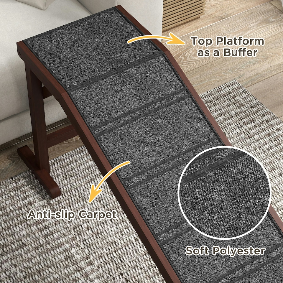 image 1 of PawHut Pet Ramp for Dogs Cats W/ Non-Slip Carpet for Bed Sofa, 188x40.5x63.5cm