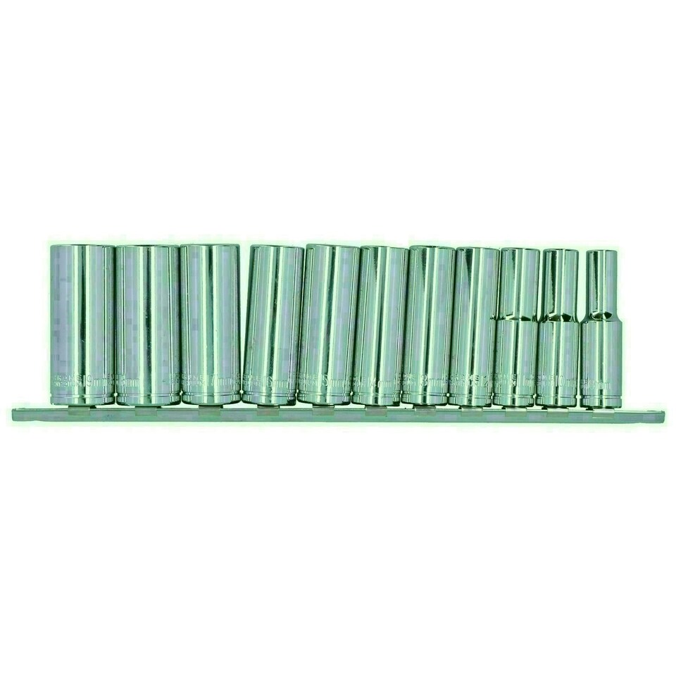 image 1 of 3/8" drive sockets deep metric sockets 8mm - 19mm 11pc TE050