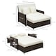 image 5 of Outsunny Rattan Garden Daybed, Assembled Double Sun Lounger with 5-Level Adjustable Back, Storage Ottoman, Cushions, Pillows and Retractable Trays, Outdoor Loveseat Sofa Bed for Patio, Brown