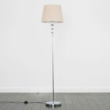 ValueLights Modern Silver Chrome And Clear Acrylic Ball Floor Lamp With Beige Shade