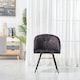 image 10 of Set of 2 Vittorio Velvet Dining Chairs with Black Metal Legs, Quilted Design Modern Accent Chair | Grey