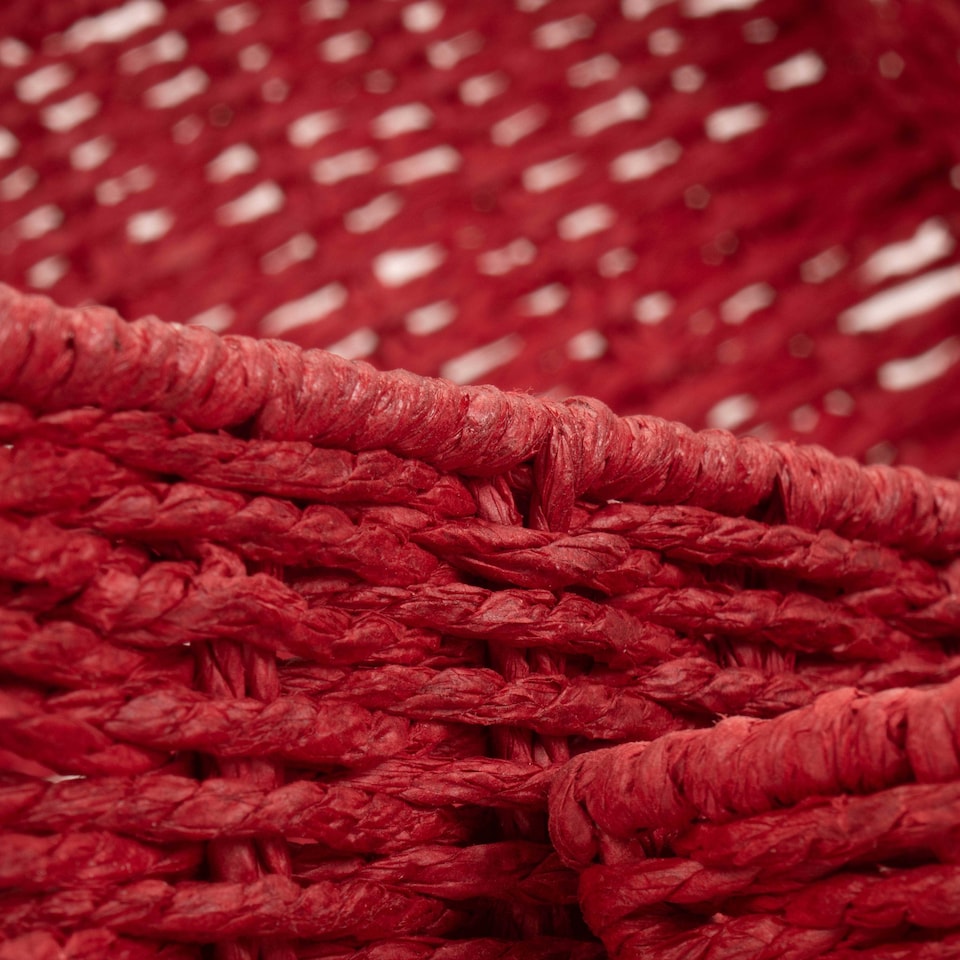 image 1 of Red Paper Rope Tray Set of 3 | Red | Red | Set of 3