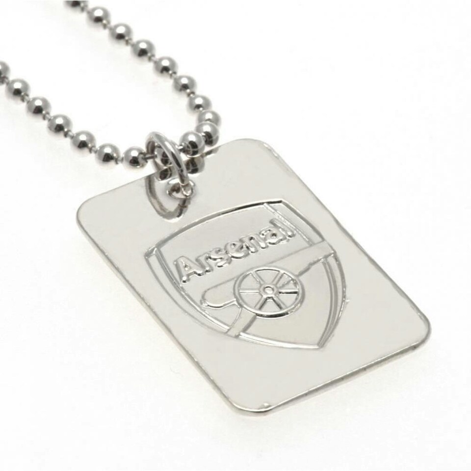 image 1 of Arsenal FC Silver Plated Dog Tag And Chain - Silver - One Size