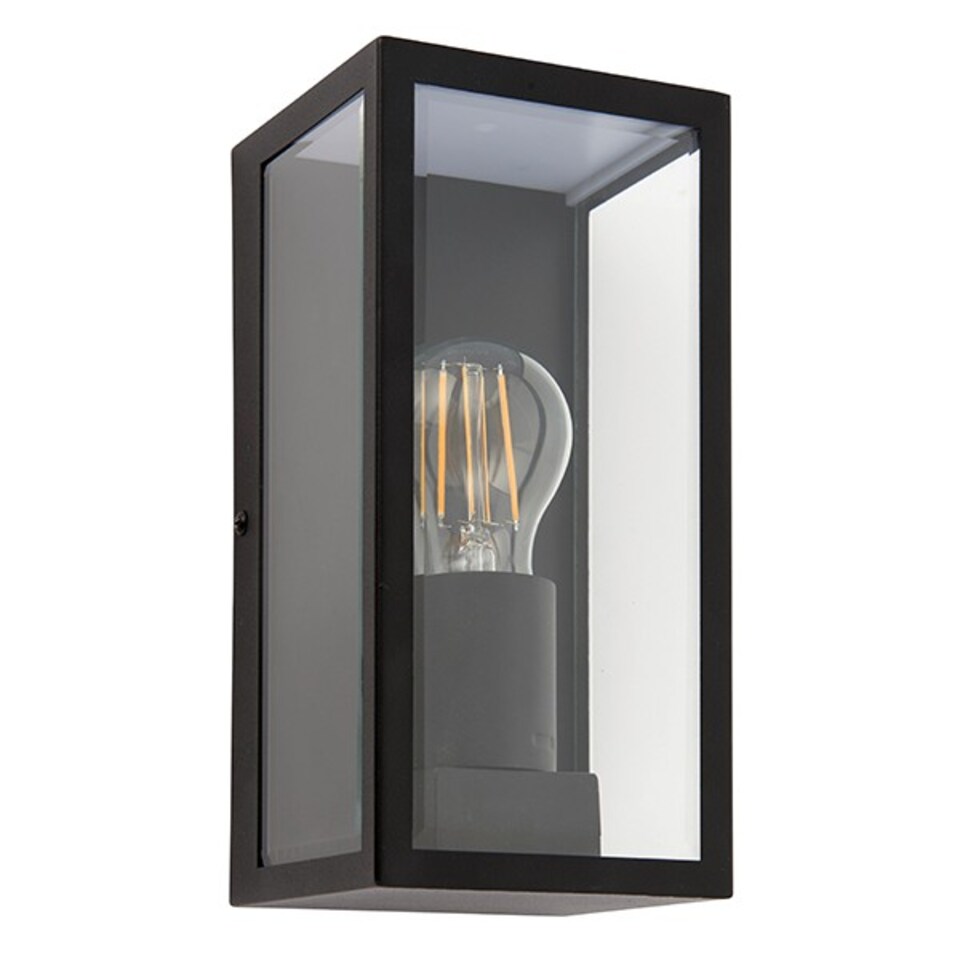image 1 of Breton 1 Light Outdoor Wall Lantern Matt Black, Glass IP44, E27