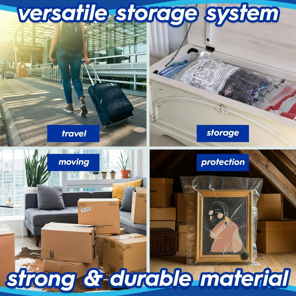 image 1 of Harbour Housewares Vacuum Storage Bags - Extra-Large (90 x 120cm) - Black - Pack of 10 | Black