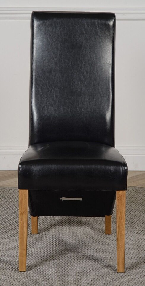 image 1 of Lola Leather Dining Chairs for Dining Room or Kitchen | Black | Black