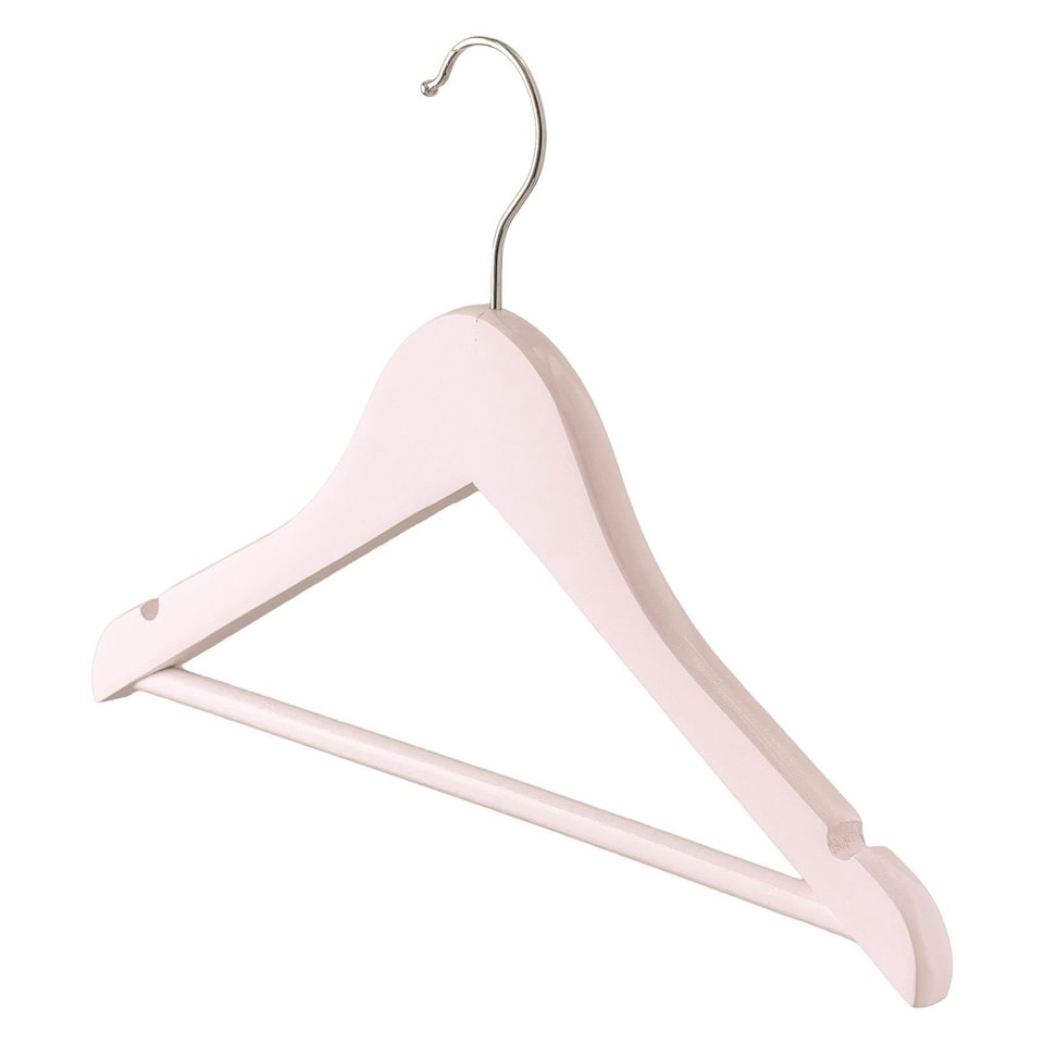image 1 of Harbour Housewares Wooden Childrens Clothes Hanger - Light Pink - Pack of 10 - Wooden Hanger Coat Hanger Suit Hanger Jacket Hanger Shirt Hanger Trouser Hanger