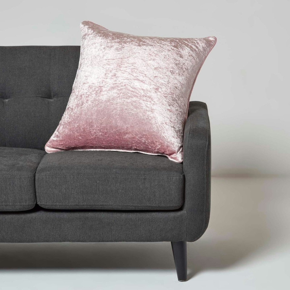 image 1 of Homescapes Pink Luxury Crushed Velvet Cushion Cover - 60 x 60 cm Pink