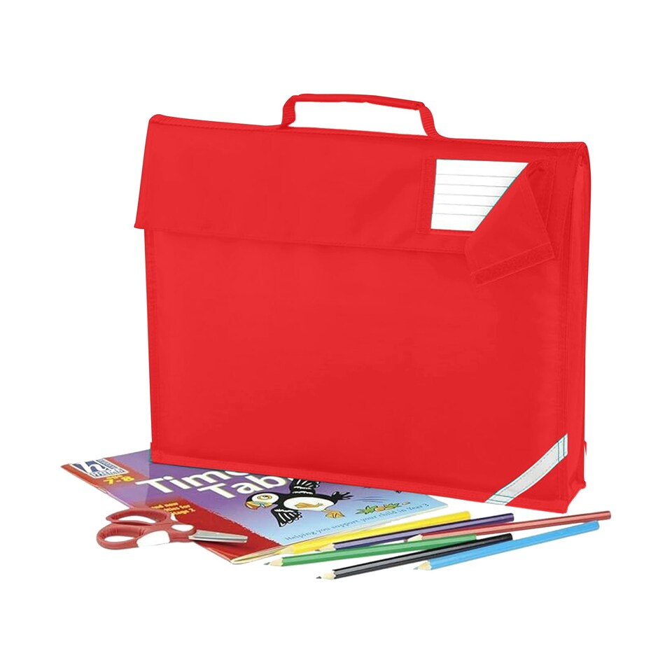 image 1 of Quadra Reflective Tape Book Bag - Bright Red - One Size Red
