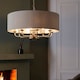 image 4 of Highclere Single Shade Pendant Ceiling Lamp, Brushed Chrome Plate, Natural Linen