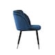 image 3 of Set of 4 Milano Velvet Dining Chairs with Stylish Ribbed Back Design, Black Metal Legs with Silver Tips | Blue | Silver End Tips