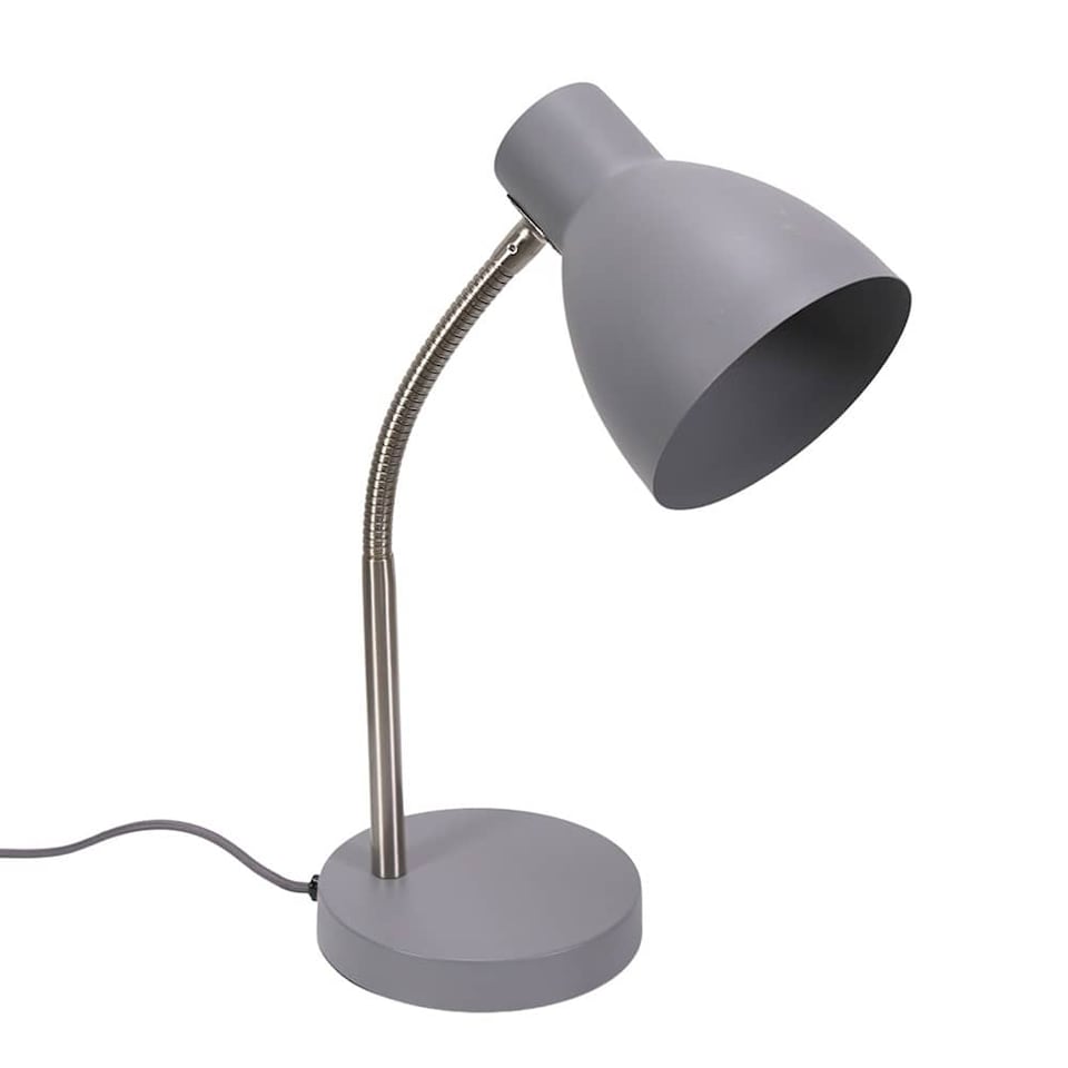 image 1 of ValueLights Keela Grey Adjustable Flexi Neck Desk Table Lamp with LED Bulb | Grey