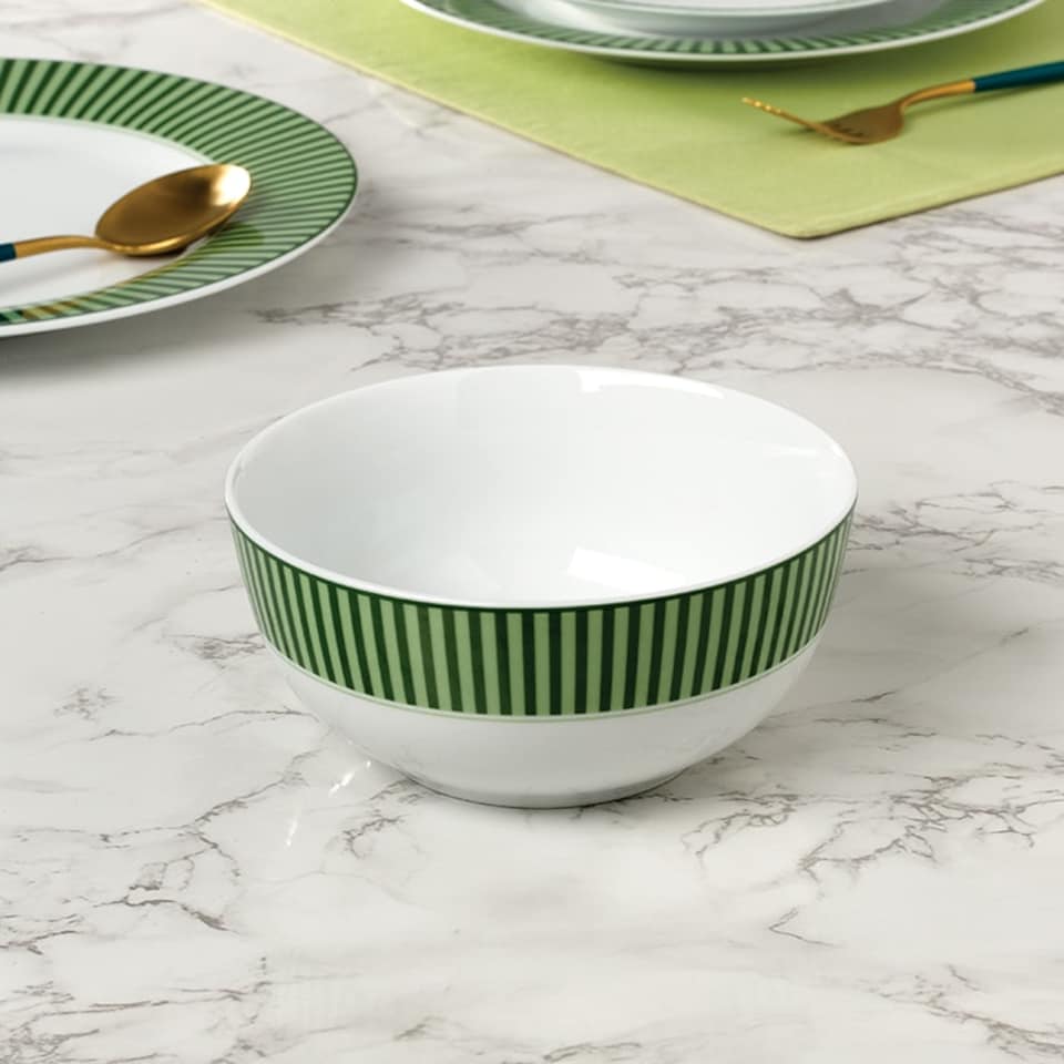 image 1 of 12pc Belmont Green Stripe DESIGN Dinner Set