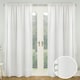 image 1 of Pair of Tahiti White Pom Pom Trim Voile Panels 183 cm (72 inch) Rod Pocket Linen Look Panels for Bedroom and Living Room