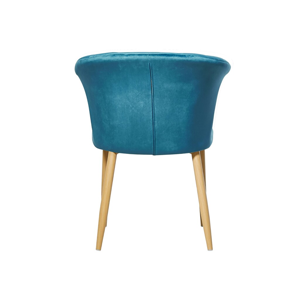 image 1 of Set of 4 Elsa Velvet Dining Chairs with Wooden Legs, Curved Back & Comfortable Seating Blue