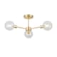 image 2 of Toner - Satin Brass with Clear Glass Globes 3 Light Flush Ceiling Light | Gold | Clear | 1