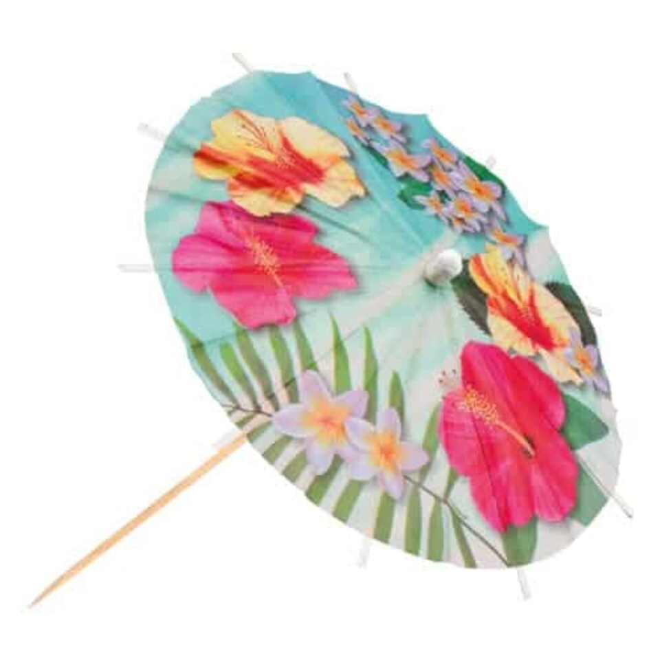 image 1 of Hawaii Paradise Paper Cocktail Umbrella Picks 18cm - Pack of 6