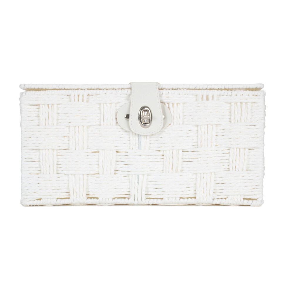 image 1 of Medium Twisted White Paper Rope Storage Basket | White | White | M