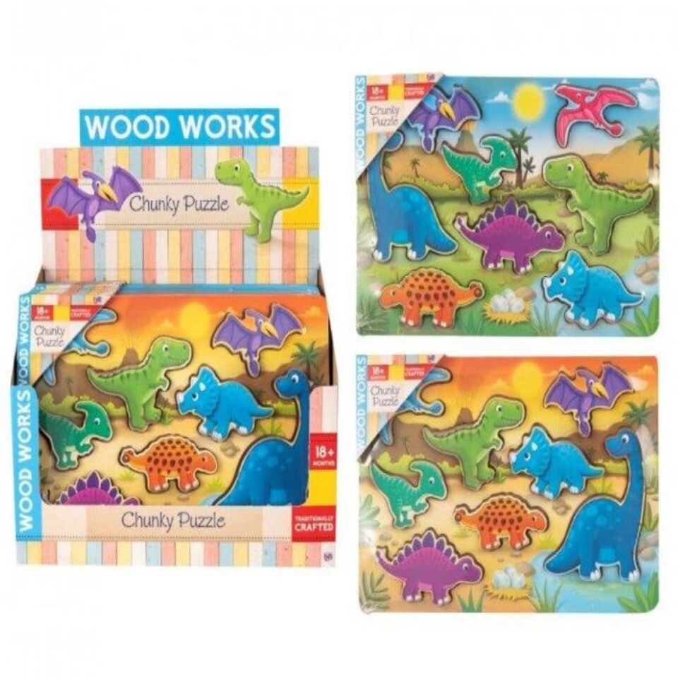 image 1 of Single Wood Works Dino Chunky Puzzle