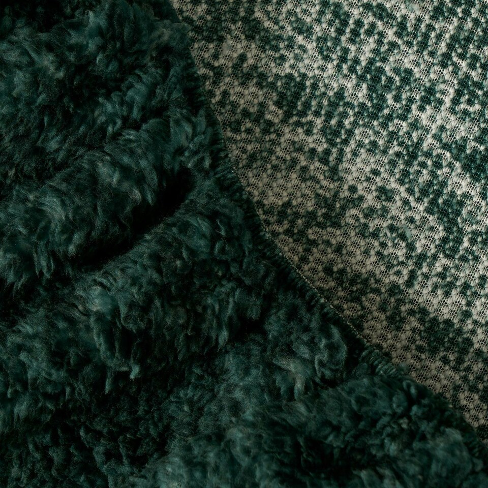 image 1 of OHS Teddy Marl Fleece Warm Soft 30cm Deep Fitted Bed Sheet, Forest Green - King