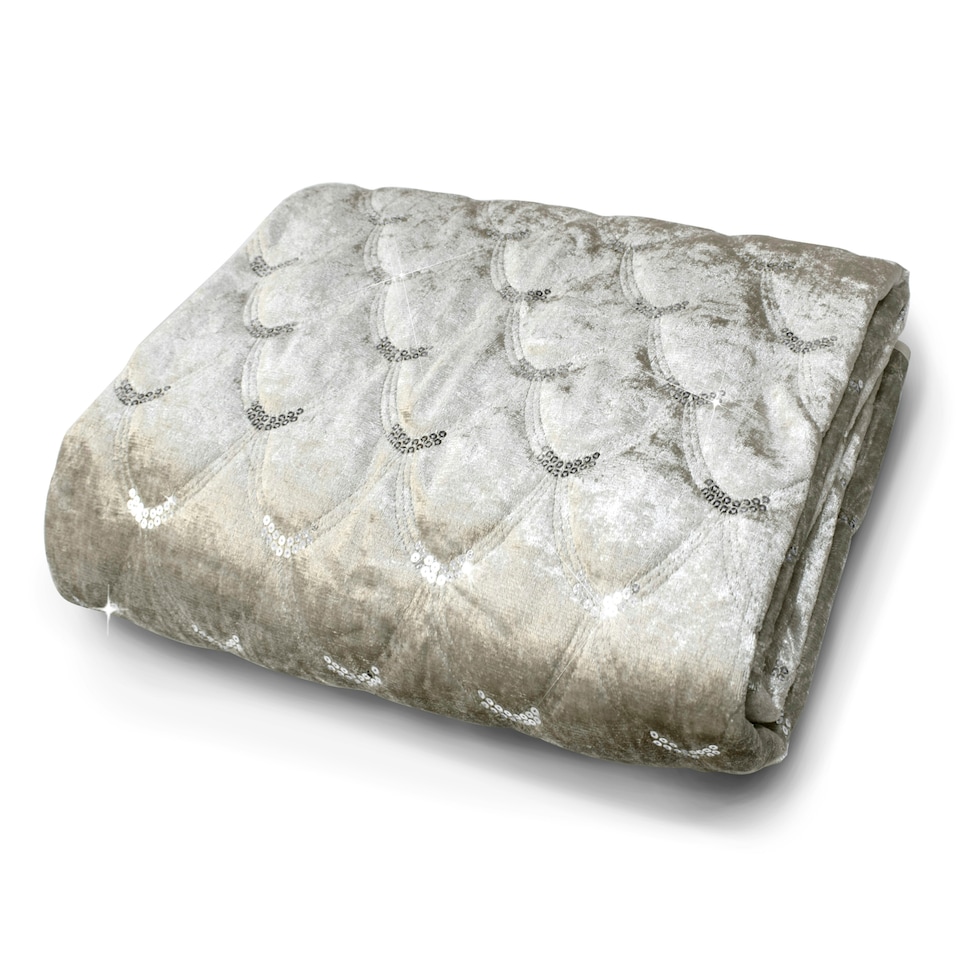 image 1 of Intimates Crushed Velvet Sequins Throw - 95cm x 200cm Cream | Natural