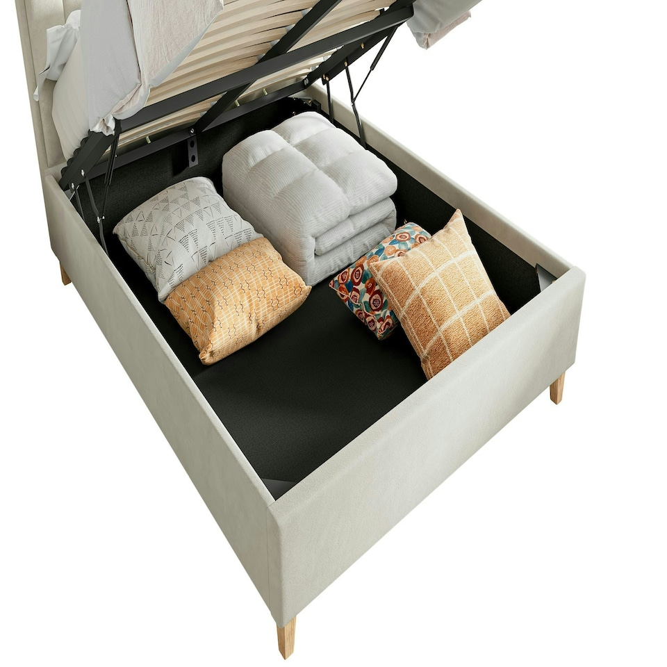 image 1 of Rhodes Warmstone Velvet Ottoman Bed King Size N/A