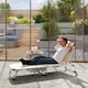 image 2 of Outsunny Folding Outdoor Reclining Sun Lounger Chair Aluminium Frame Khaki