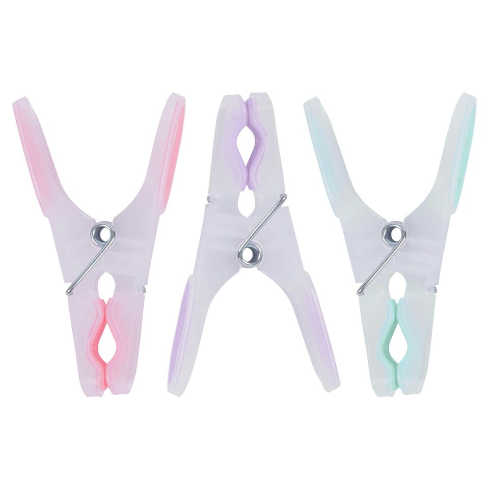 image 1 of Ashley Plastic Soft Touch Clothes Pegs - Multi - Pack of 12