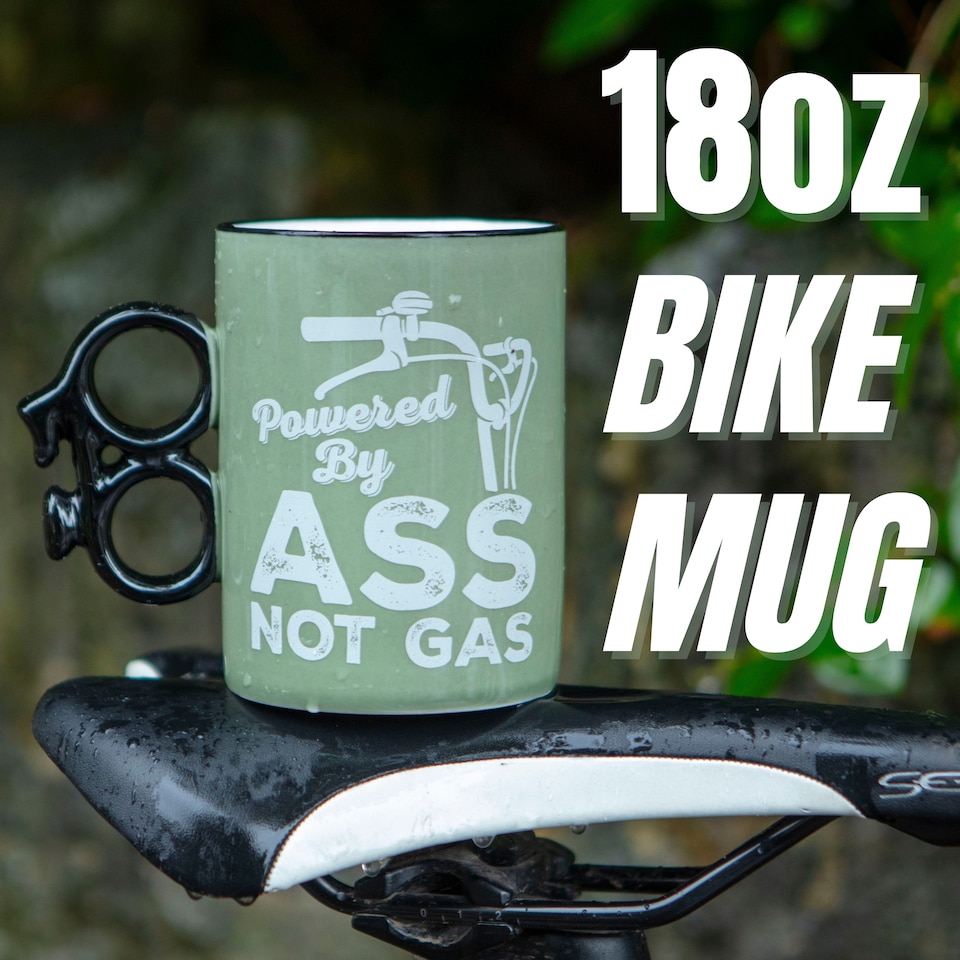 image 1 of Powered By A*s Not Gas Bike Mug - Mens Gift
