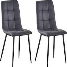 Set of 2 Faux Suede Leather Dining Chairs Henri Dark Grey by MCC Direct
