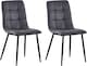image 1 of Set of 2 Faux Suede Leather Dining Chairs Henri Dark Grey by MCC Direct