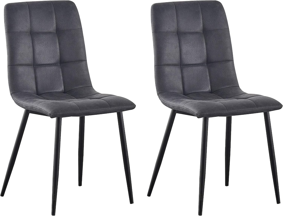 image 1 of Set of 2 Faux Suede Leather Dining Chairs Henri Dark Grey by MCC Direct