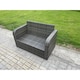 image 5 of Fimous 8 Seater Rattan Outdoor Garden Furniture Sofa Set Patio Table & Chairs Set with Side Table 3 Footstools Dark Grey Mixed