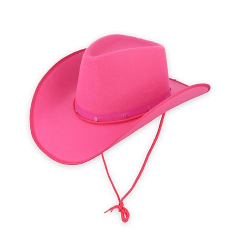 image 1 of Hot Pink Adults Cowboy Hat with Silver Stud Detail Fancy Dress Accessory