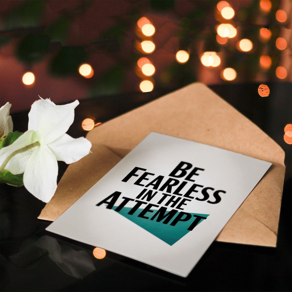 image 1 of Be Fearless In The Attempt Midcentury Typography Good Luck Greeting Card