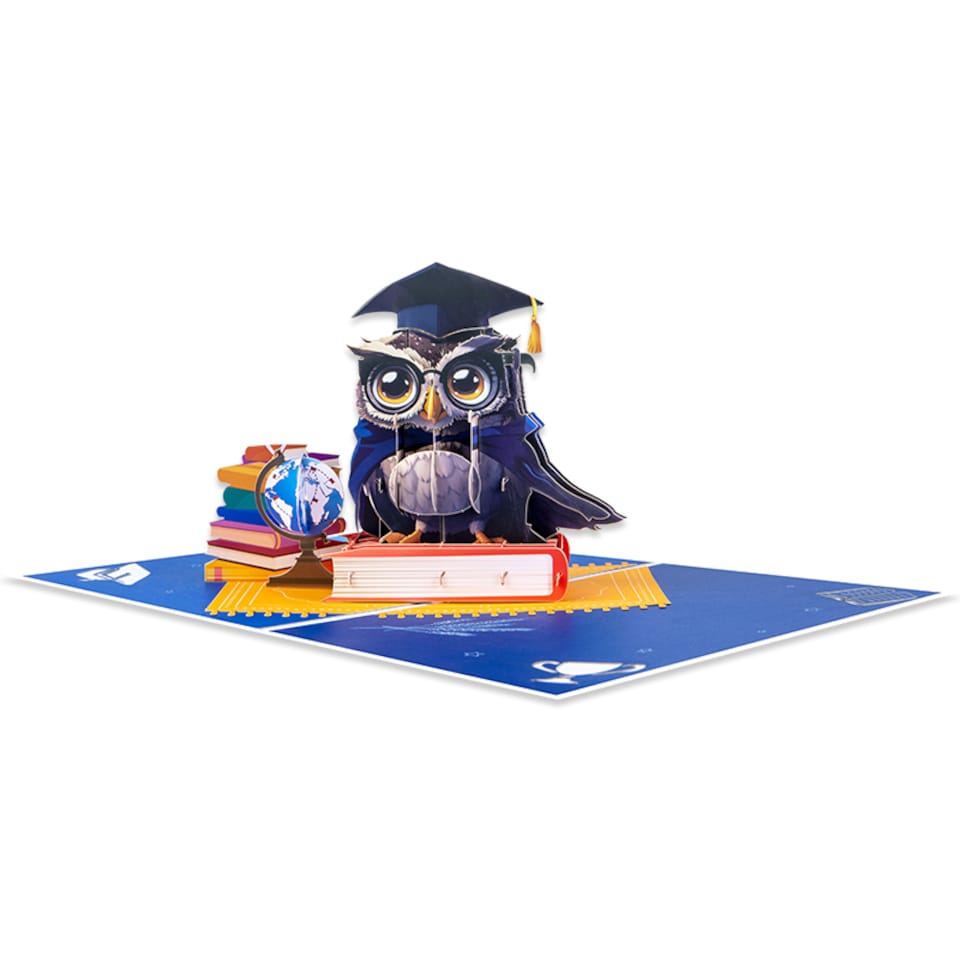 image 1 of Owl Celebration Scene 3D Pop Up Graduation Congratulations Card