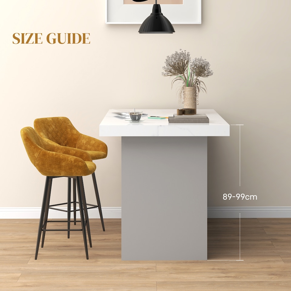 image 1 of HOMCOM Bar Stools Set of 2, Velvet-Touch Fabric Counter Height Bar Chairs, Kitchen Stools with Steel Legs for Dining Area, Kitchen Island Barstools, Brown