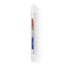 Nedis Analogue Refrigerator & Freezer Thermometer, Plastic, White, Measures Temperature in Cooling Appliances to Prevent Bacteria Growth, -50 to 30 °C, 210mm Height