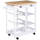 image 1 of HOMCOM Rolling Kitchen Island Trolley Cart Drawer Shelves Basket Wheels W  6 Bottle Wine Rack White