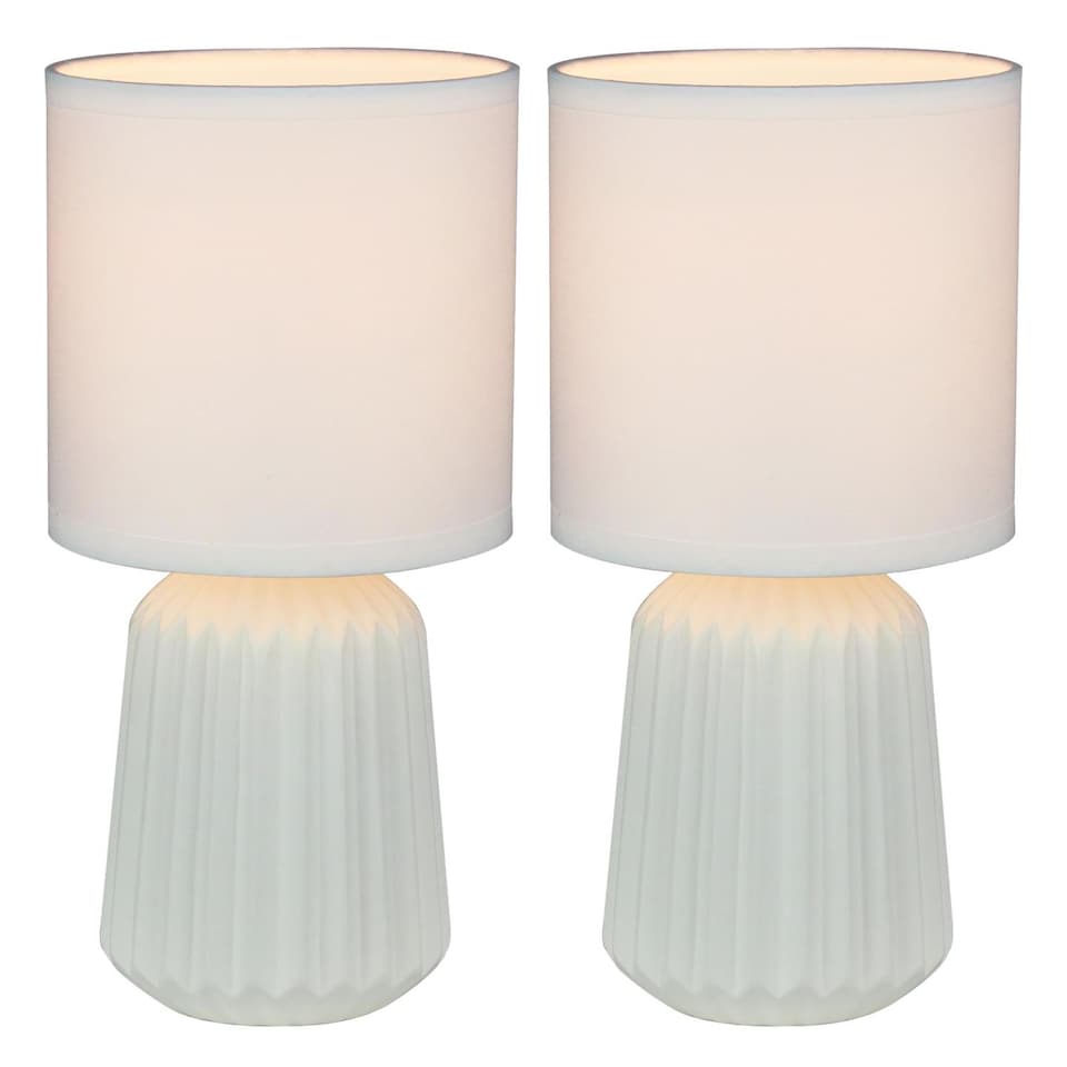 image 1 of Set of 2 Fox - White Ceramic Lamps | White | White | Medium | 2