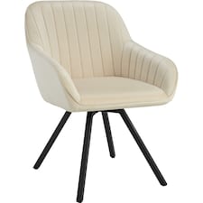Lounge Armchair Living Room Accent Chair 360 Swivel Slim Steel Legs Velvet Fabric | Cream | cream | 1