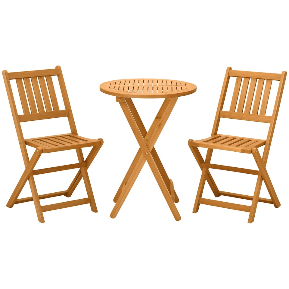 image 1 of Outsunny Folding Patio Bistro Set of 3 Dining Table Set with 2 Foldable Chairs