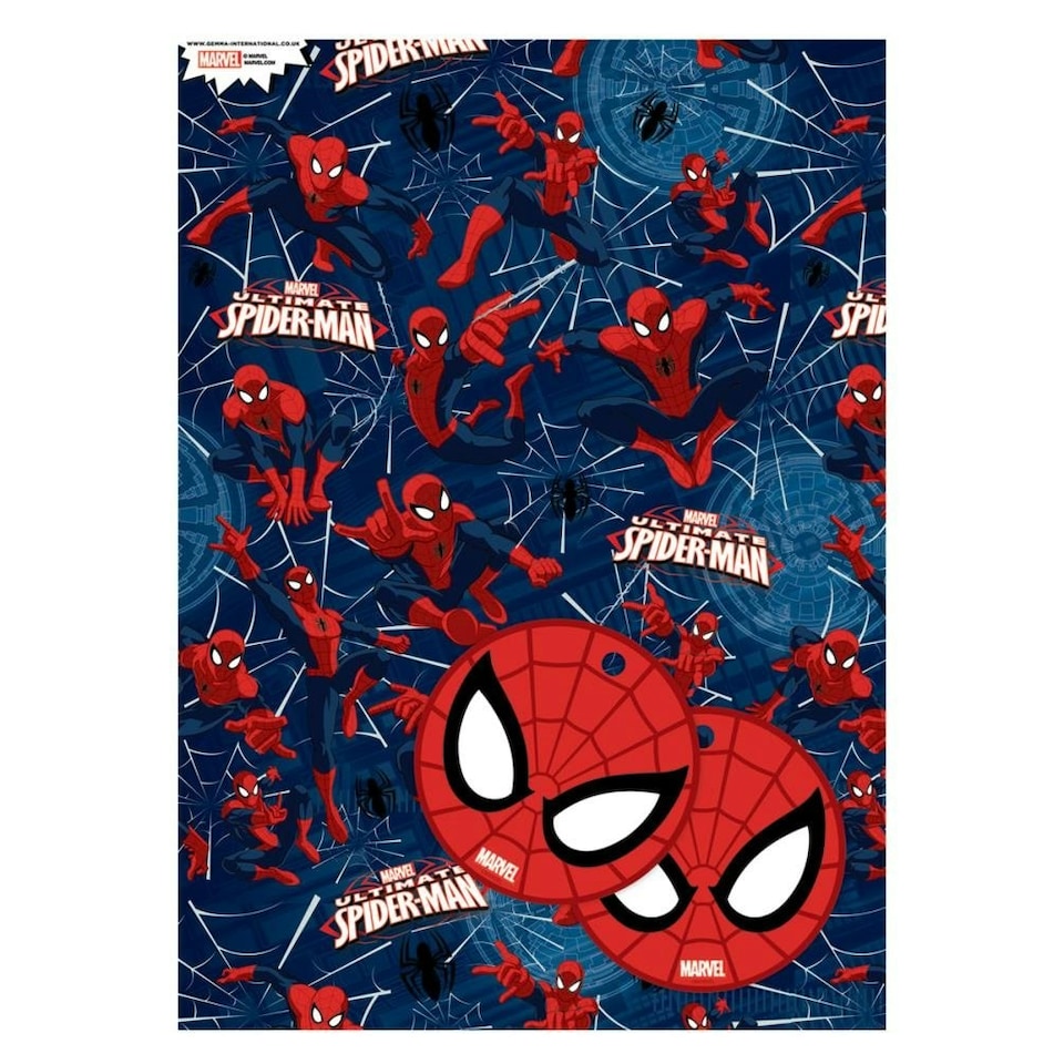 The Ultimate Spider-Man Gift Wrap Sheets - Blue/Red/White - One Size