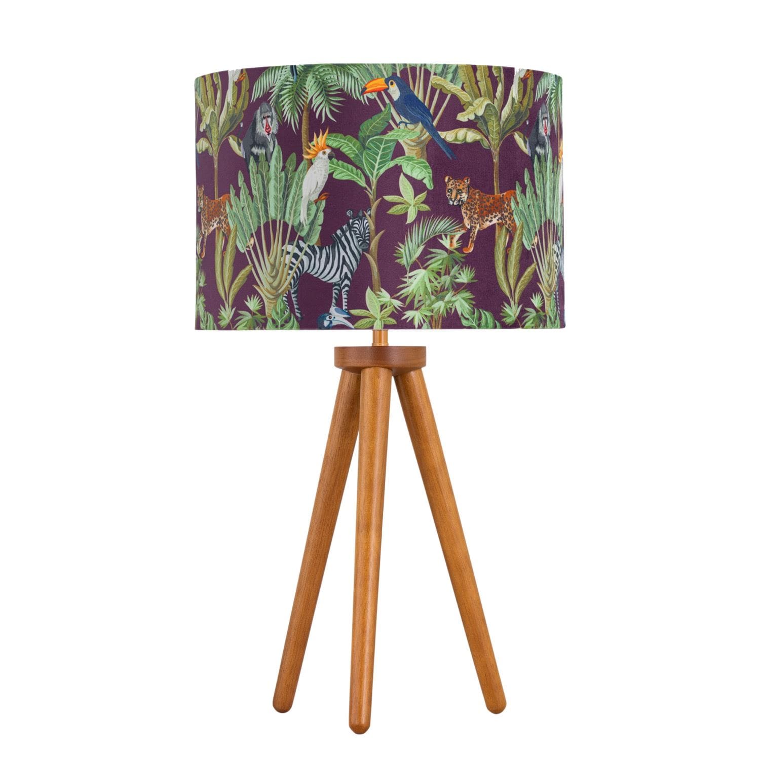 First Choice Lighting Voyage - Dark Oak Table Lamp or Bedside Light with Safari Velvet Shade in Brown