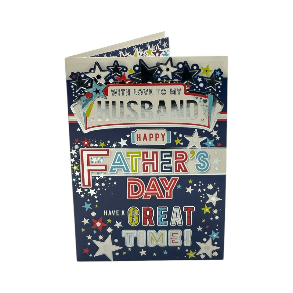 image 1 of To My Husband Star Design Blue Father's Day Card