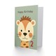 image 2 of Kids Age 2 Cute Zoo Animal Cartoon Cheetah Leopard Child Birthday Card