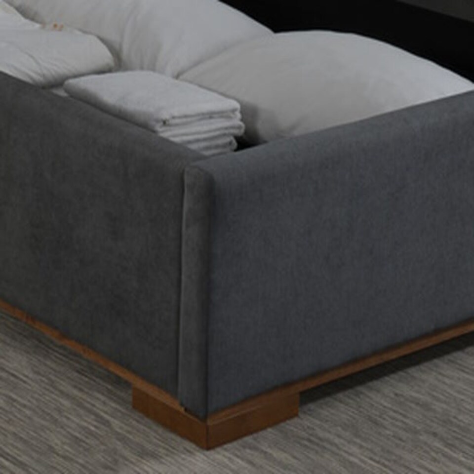 image 1 of 5ft King Size Dark Grey Ottoman Lift Up Storage Bed, Grey Soft Velvet Fabric Upholstered Bed Frame Bedstead